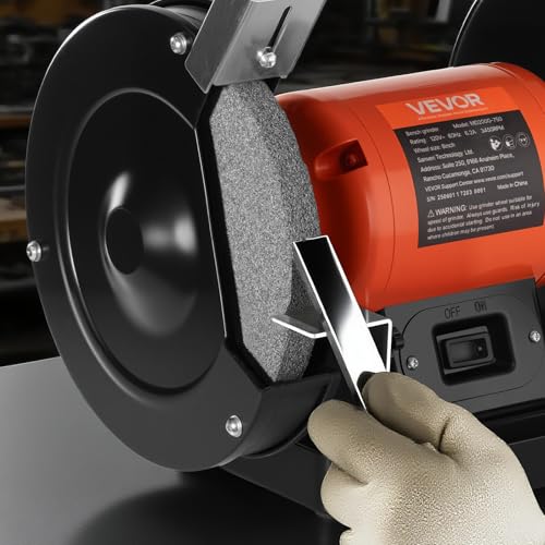 VEVOR Bench Grinder, 8-inch Single Speed, 3450RPM High-Speed Table Grinders with 750W 6.2A 1.0Hp Induction Motor, 36/60-Grit Grinding Wheel & Adjustable Eye Shield for Fast Sharpening Grinding