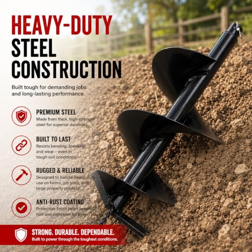 XtremepowerUS 4" Inch Auger Digging Bit for Post Holes Replacement Earth Digger Planting Drill Fence Hole Maker Grass Plant Hole Fit for 3/4" Shaft - size: 4"