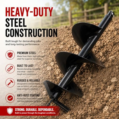 XtremepowerUS 4" Inch Auger Digging Bit for Post Holes Replacement Earth Digger Planting Drill Fence Hole Maker Grass Plant Hole Fit for 3/4" Shaft - size: 4"