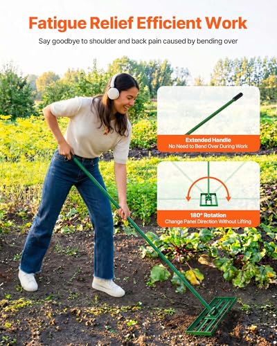 VEVOR Lawn Leveling Rake, 30"x10" Level Lawn Tool, Heavy-Duty Lawn Leveler with 78" Steel Extended Handle, Yard Leveling Rake Suit for Garden, Golf Lawn, Farm - size: 30x10in (without Roller)