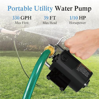 120V Electric Water Transfer Pump 330 GPH for Barrel,Pools, Aquariums - color: Black