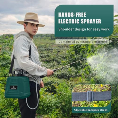 Backpack Sprayer 2 Gal Battery Powered, 3 Nozzles & USB Handle for Garden & Lawn - color: Green
