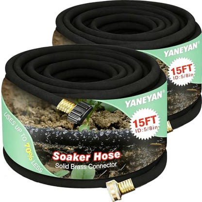 5/8" 15 FT*2 Pack Soaker Hose for Water Drip Irrigation for Lawn - size: 15FT*2