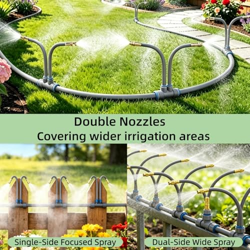 360° Adjustable Drip Irrigation System with 24 Nozzles - color: 39FT Grey Double Nozzles, size: 39 FT