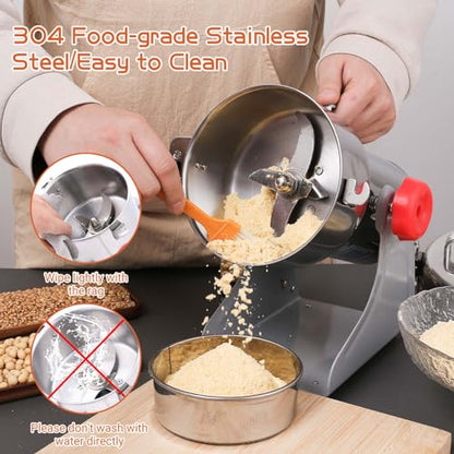 BI-DTOOL Electric Grain Mill Grinder 800g Stainless Steel Pulverizer 36000r/min High-speed Grain Mill 1800W Dry Material Grinding Machine 270° swingable Superfine powder for Home and Commercial - size: 800G