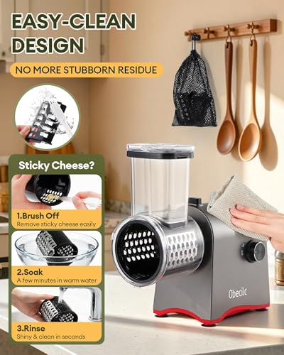 300W Electric Cheese Grater with 7 Stainless Steel Blades