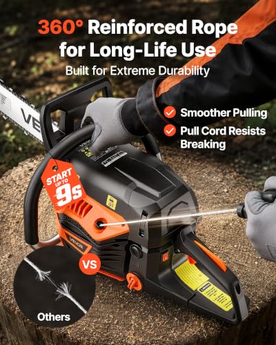 VEVOR Gas Powered Chainsaw 20 & 22 Inch 62CC 3.8HP 2 Stroke Engine Saw - size: 62CC-20&22in