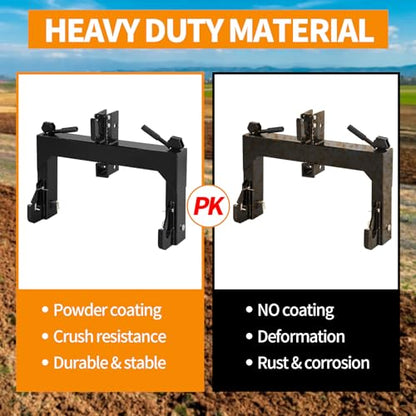 3 Point Quick Hitch for Category 1 Tractor, 3000 Lbs 3-Pt Attachment with 2" Receiver Trailer Hitch Adaptation with 5 Level Adjustable Bolt
