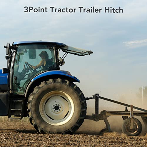 3 Point 2" Receiver Trailer Hitch Category 1 Tractor Tow Drawbar Adapter with Holder, Compatible with John Deere Bobcat Skid Steer