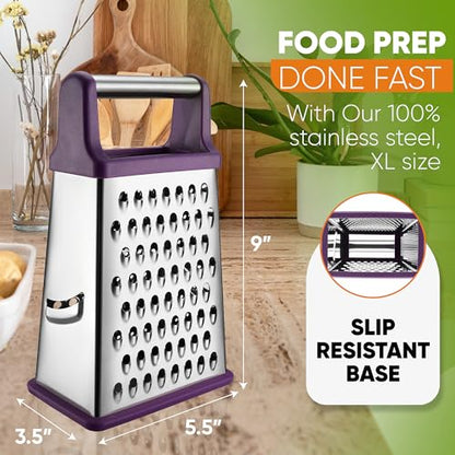 Spring Chef Stainless Steel XL Cheese Grater for Kitchen, Purple - color: Purple