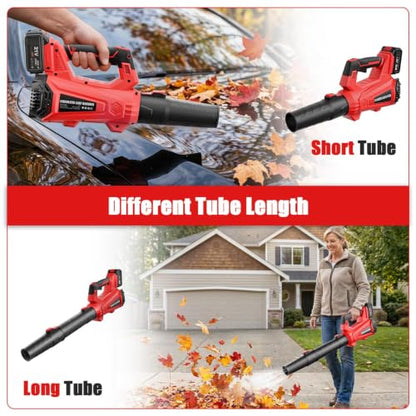 Electric Leaf Blower Cordless with 2 x 4.0Ah Batteries 930 CFM 197MPH - color: Brick Red