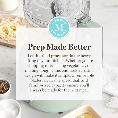 Martha Stewart 10 Cup Food Processor & Electric Chopper, One Touch Pulse - color: Honeydew Green