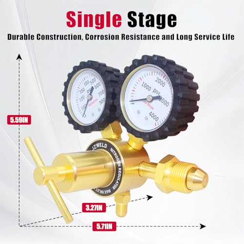 Nitrogen Regulator with 60" Hose,0-800 PSI, CGA 580 - color: 0-800 Psi With Hose