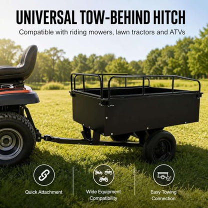 800LBS Steel ATV Dump Trailer, Tow Behind Cart for Lawn Tractor Mower