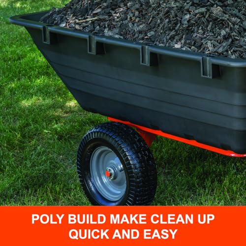 Agri-Fab 45-0553, 1,000-Pound Capacity Poly Swiveling Tow Behind Dump Cart, 18 Cubic Feet Capacity, 80 Degree swiveling, 52 Degree Dumping, 16-Inch x 6.5-Inch Pneumatic Turf Tread Tires - style: 1,000 lb. Poly Tow-Behind Swivel Dump Cart