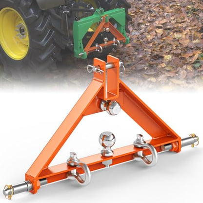 3 Point Trailer Hitch 2” Receiver Quick Hitch Compatible for Cat.1 Tractors - color: Orange