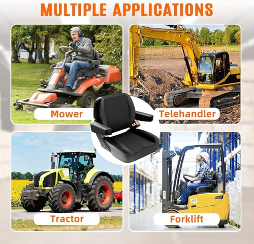 Universal Tractor Seat with Storage Bag, Lawn Mower & Forklift Seat