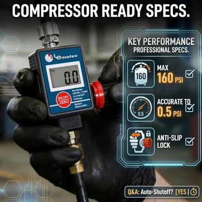 LE LEMATEC Digital Air Regulator for HVLP Paint & Spray Gun - style: Locking Valve Version