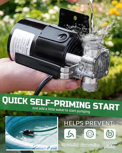 1/10HP Water Transfer Pump, Electric Utility Pump w/ 2x 6ft Garden Hose Kit