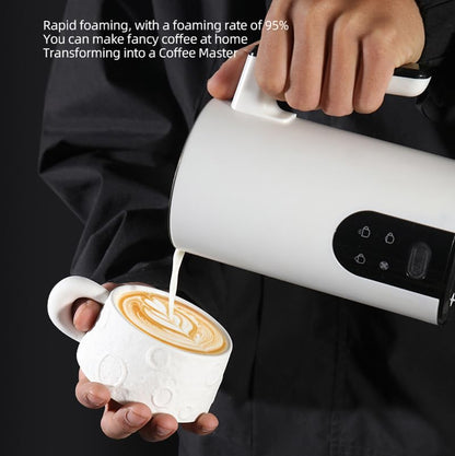 4 in 1 Electric Milk Frother Automatic Hot & Cold Foam Maker Auto Shut-Off Durable Stainless Steel Milk Frother Silent Working Easy to Clean for Cappuccino, Hot Chocolate (White) - color: White