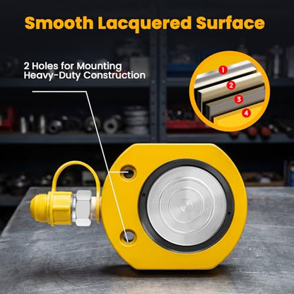 NEWTRY 20T Hydraulic Ram Cylinder, 0.51" Low Profile Jack for Construction