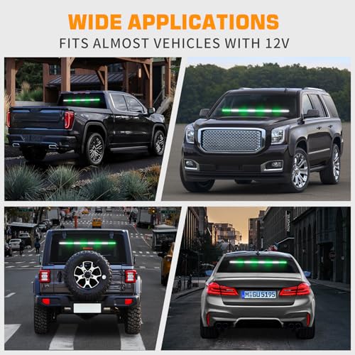 XRIDONSEN 35 inch Traffic Advisor Emergency Light Bar 48 LED Strobe Lights - color: Green/White