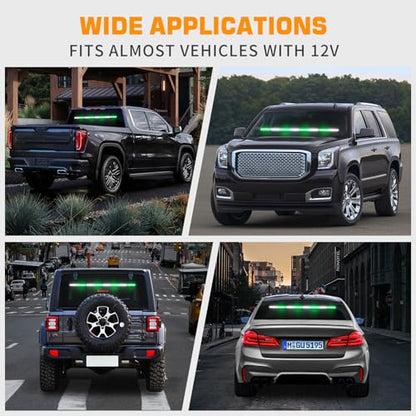 XRIDONSEN 35 inch Traffic Advisor Emergency Light Bar 48 LED Strobe Lights - color: Green/White