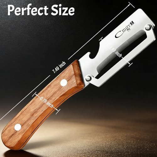 TEEVEA Vegetable Peeler, Stainless Steel Wooden Handle for Potato, Apple - color: Walnut-Silver-3