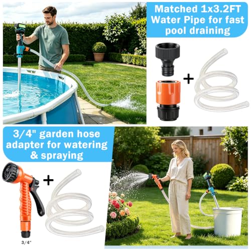 Cordless Stick Water Transfer Pump,electric water pump, Portable Electric Sump Pump,Battery Powered Sump Pump with 2x4.0Ah Batteries,Cordless Water Pump for Pool Garden Pond Farm Boat Draining