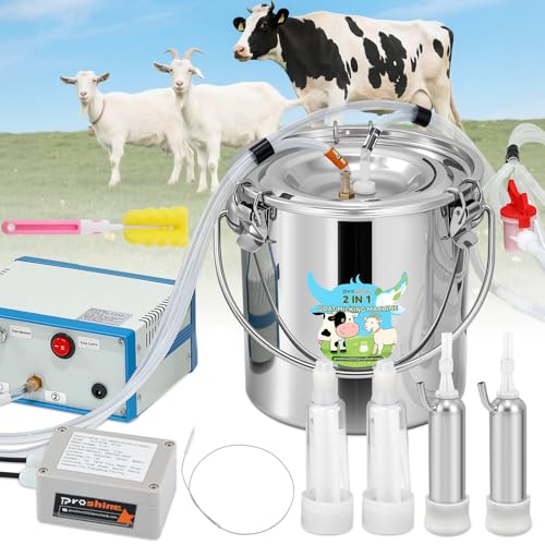 Upgraded 2-in-1 Goat Milking Machine 7L, Vacuum Pulsation Milker