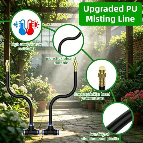 360° Adjustable Drip Irrigation System - Compatible 1/4" Irrigation System, 98FT Garden Watering Atomizing System with 30pcs Nozzles, Greenhouse Accessories for Yard, Lawn, Plants, Garden (98Ft) - size: 98Ft
