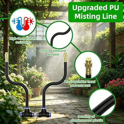 360° Adjustable Drip Irrigation System - Compatible 1/4" Irrigation System, 98FT Garden Watering Atomizing System with 30pcs Nozzles, Greenhouse Accessories for Yard, Lawn, Plants, Garden (98Ft) - size: 98Ft