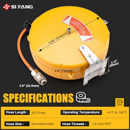Mini Air Hose Reel With 1/4in. x 26ft.
