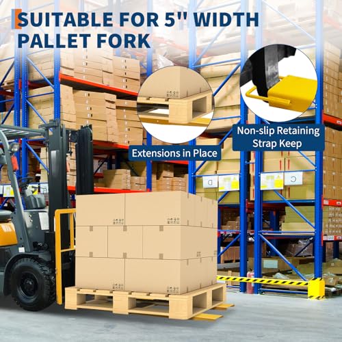 Heavy Duty Carbon Steel Pallet Fork Extensions – 5000 lbs Capacity, 1 Pair – Forklift & Skid Steer Attachment – Robust Material Handling – 96inch