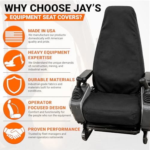 Jay's Equipment Seat Covers Super High Back, Heavy-Duty Canvas 20X35 - color: Black