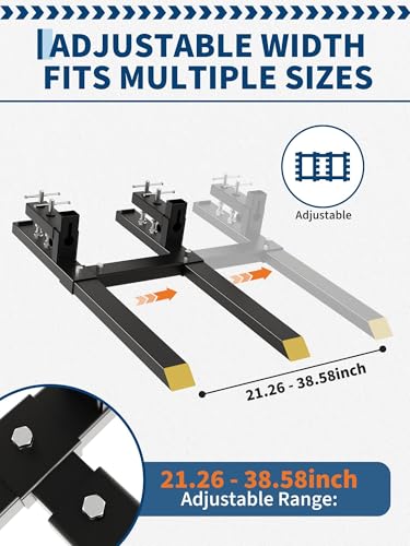 4000 lbs Clamp on Pallet Forks for Tractor Bucket Skid Steer Loader - size: 60 in-4000 LBS