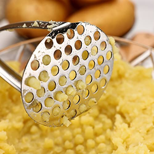 Joyoldelf Heavy Duty Potato Masher, Stainless Steel Integrated Masher Kitchen Tool & Food Masher/Potato Smasher with Non-slip Handle, Perfect for Bean, Vegetable, Fruits, Avocado, Meat - color: grey-black