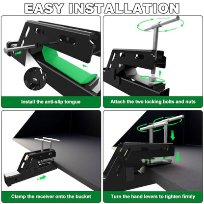 Clamp On Trailer Hitch 2" Receiver, Heavy-Duty Bucket Trailer Hitch, Black - color: Black