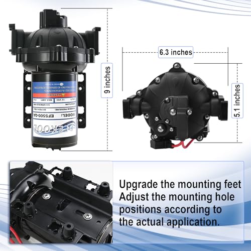 EF5500-BOX-QA 12V Sprayer Pump,5.5GPM 60 PSI Diaphragm Pump,Soft Wash Pump