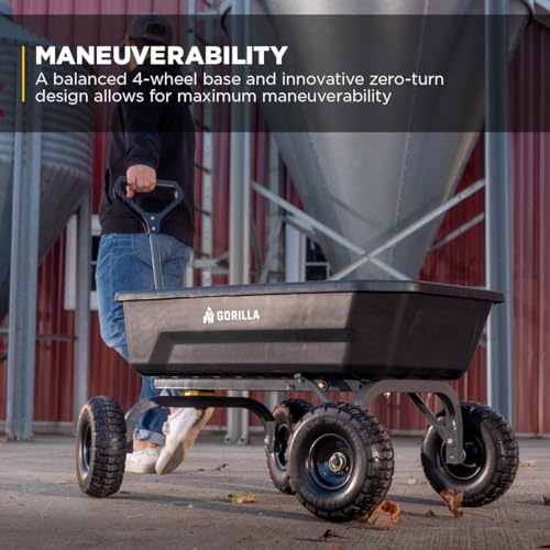 Gorilla Carts Dump Garden Cart, 4 Cu Ft, 600 lb Capacity, No-Flat Tires - size: 4-Cubic Feet
