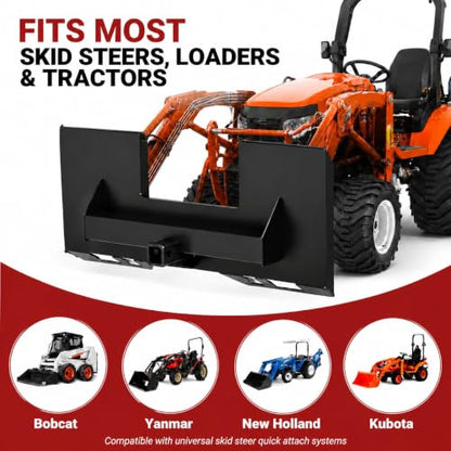 Skid Steer Quick Attach Plate, 1/4 Inch, 3000 LBS, 2-Inch Hitch - color: Black