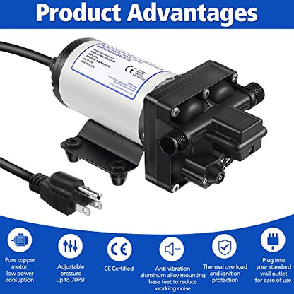 Water Pressure Booster Pump 110V 5.5GPM 70PSI Self Priming Water Pump - color: Black, size: Medium