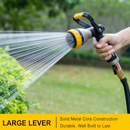 FANHAO Fireman Style Garden Hose Nozzle Heavy Duty Metal, 8 Spray Patterns - color: Yellow