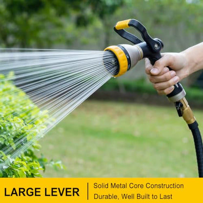 FANHAO Fireman Style Garden Hose Nozzle Heavy Duty Metal, 8 Spray Patterns - color: Yellow