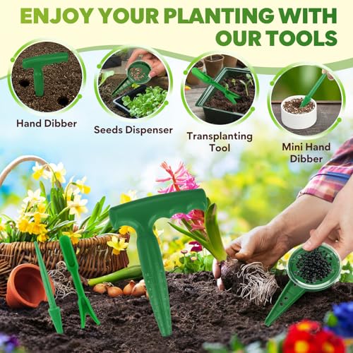 Seed Planter Tool, Seed Dibber, Seed Dispenser, Green, 4 Pcs - color: Green, 4 Pcs