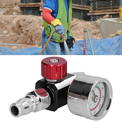 Air Throttle Regulator Valve with Pressure Gauge Adjustable for Spray Guns Pneumatic Tools and Paint Spraying