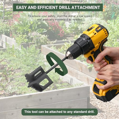 4-in-1 Cultivator, Soil Tiller, Soil Digger and Soil Loosener Auger Attachment for Most Drive Drills, Plant Boxes, Ideal for Raised Beds, Home Gardening Soil Loosening