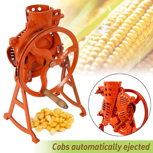 Manual Heavy Duty Corn Sheller with Stand and Flywheel, Steel Construction, Corn Thresher Corn Remover Tools, Labor-Saving Design
