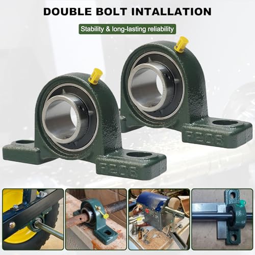 2 Pack UCP206-20 Pillow Block Bearing - 1-1/4 Inch Mounted Pillow Block Bearings Solid Cast Iron Base - Self Alignment (UCP206) - style: UCP206-20