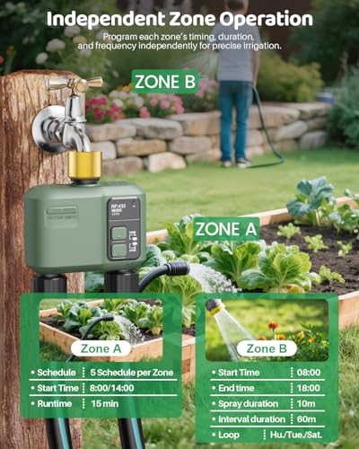 WiFi Water Timer 2 Zone for Garden Hose, Brass Inlet - size: 2 Outlet In